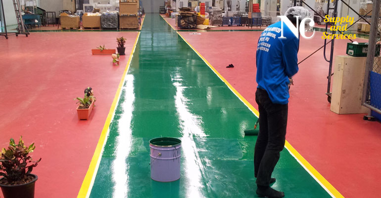 งานเคลือบพื้นผิวป้องกันลื่น-Epoxy Anti slip Flooring
